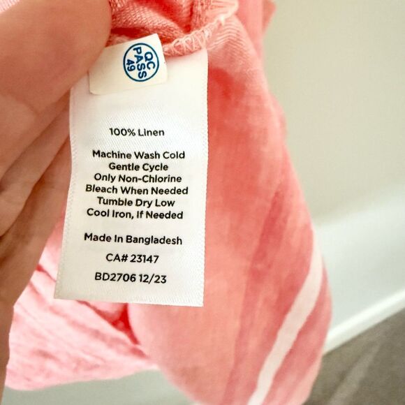 NWT Talbots Linen Popover Shirt Dress in Peach with Stripe Detail - Size M - Picture 7 of 7